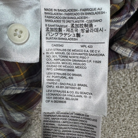 Levi's Mens Flannel Shirt Large Plaid Long Sleeve Button Up Brown Casual - Picture 3 of 5